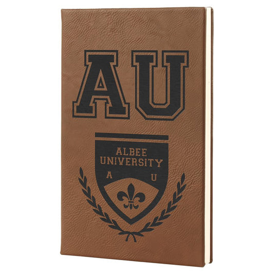 Dark Brown Leatherette Journal with Lined Notepad