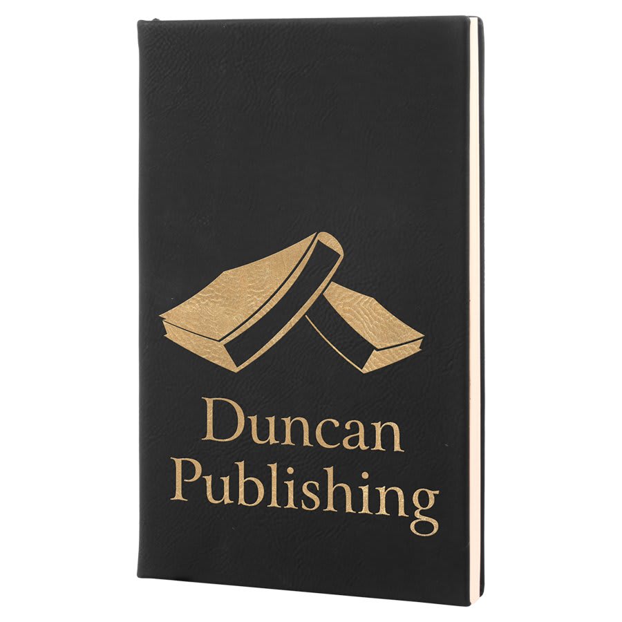 Black/Gold Leatherette Journal with Lined Notepad