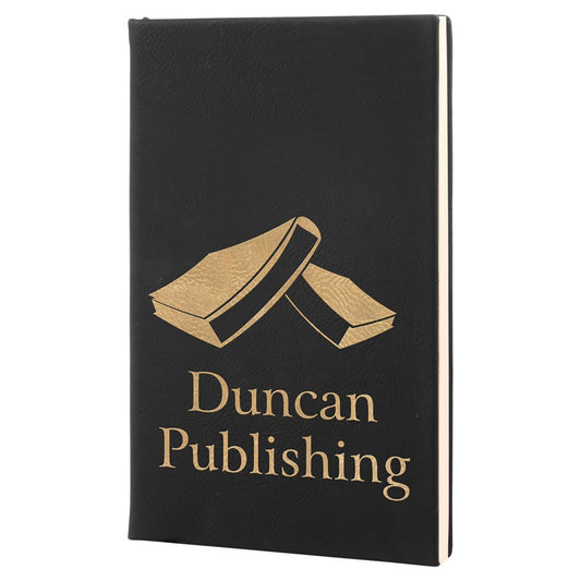 Black/Gold Leatherette Journal with Lined Notepad