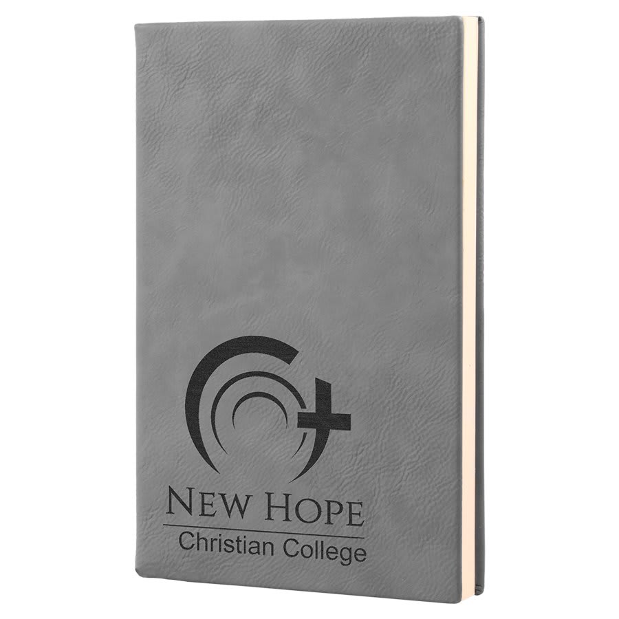 Gray Leatherette Journal with Lined Notepad