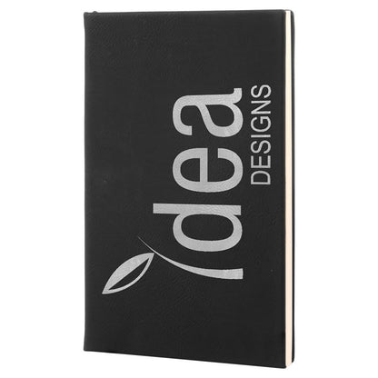 Black/Silver Leatherette Journal with Lined Notepad