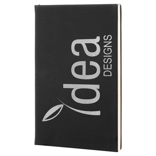 Black/Silver Leatherette Journal with Lined Notepad
