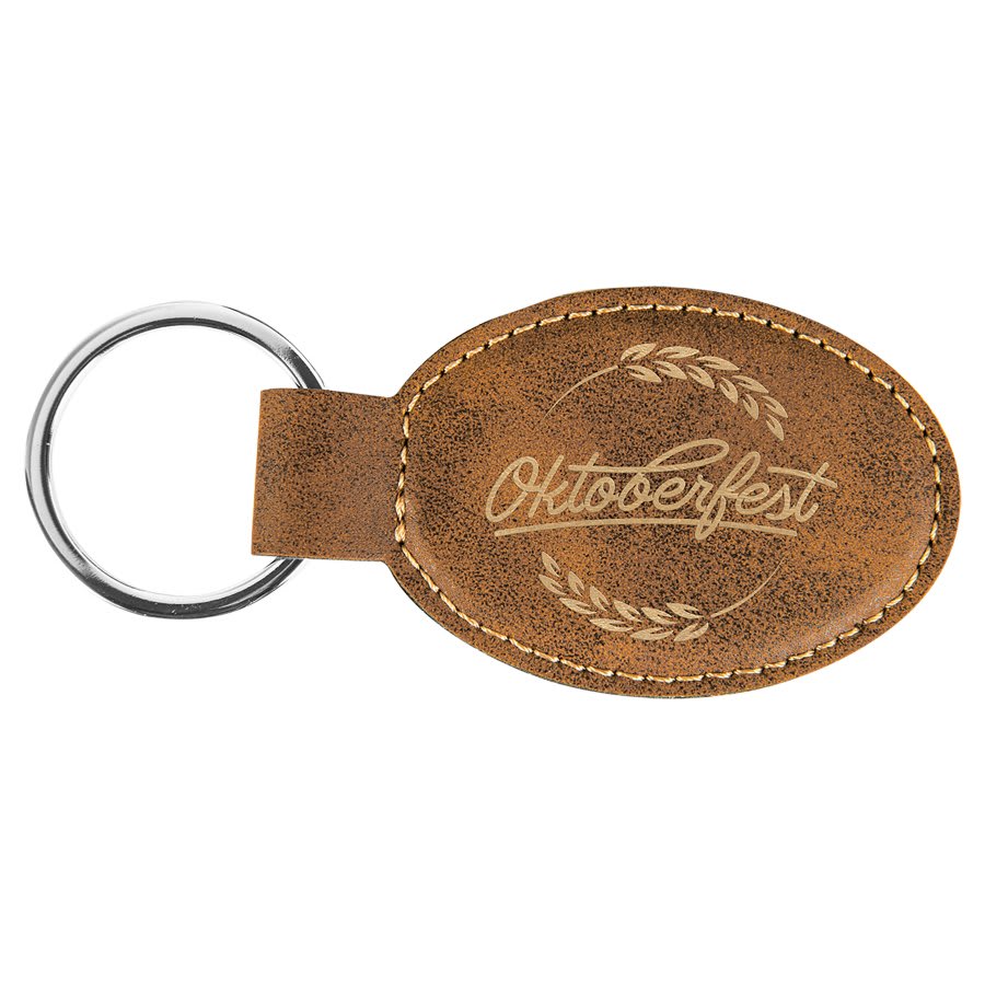 Leatherette Oval Keychain 3" x 1.75"