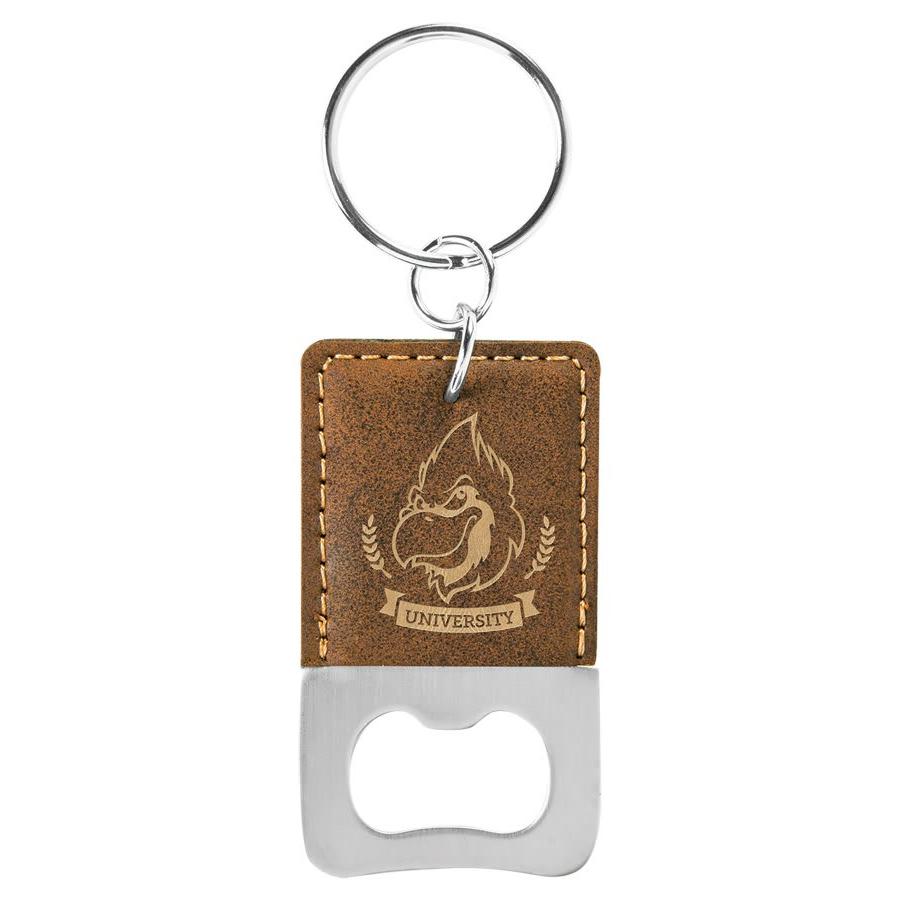 Rectangle Leatherette Bottle Opener Keychain
