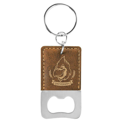 Rectangle Leatherette Bottle Opener Keychain