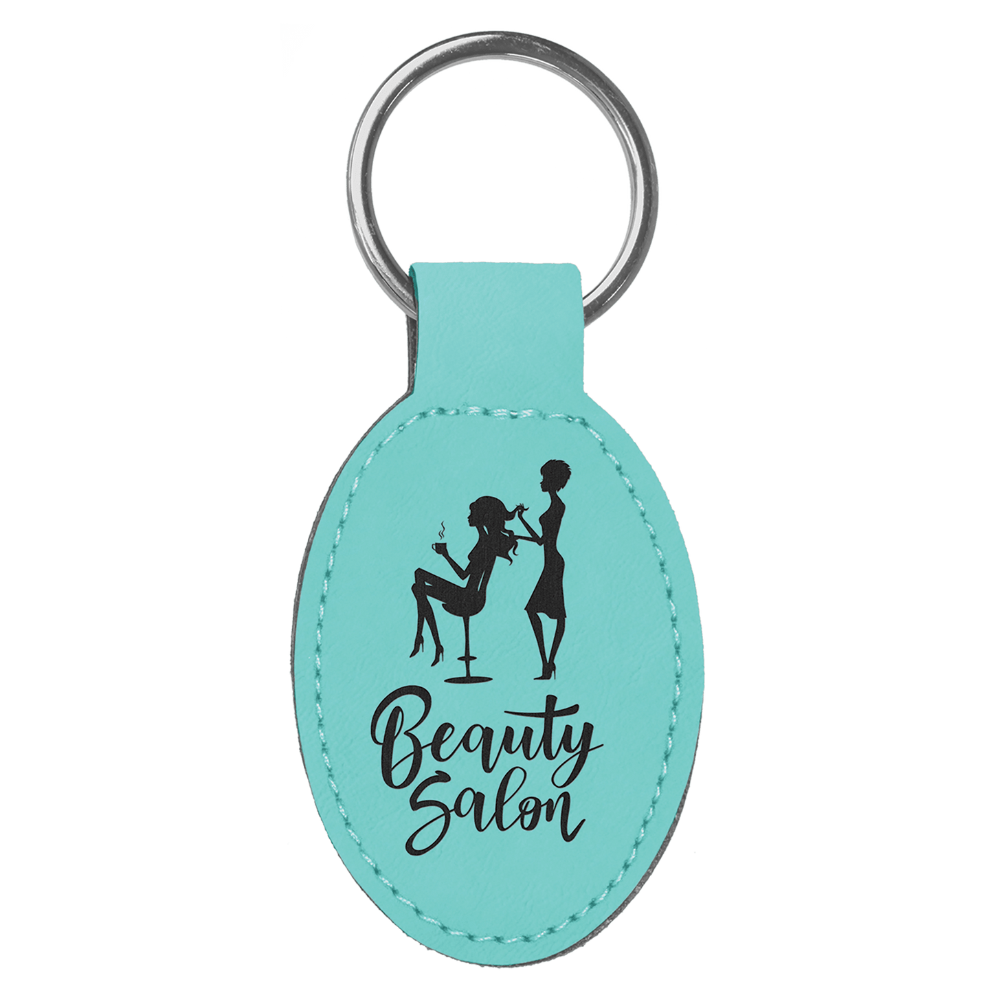 Leatherette Oval Keychain 3" x 1.75"