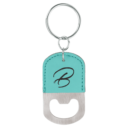 Oval Leatherette Bottle Opener Keychain