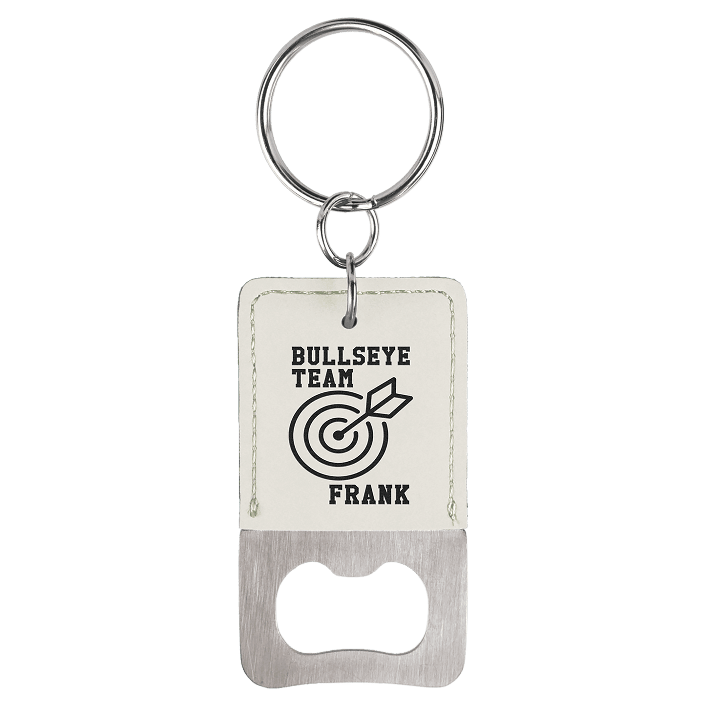 Rectangle Leatherette Bottle Opener Keychain