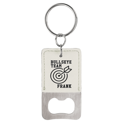 Rectangle Leatherette Bottle Opener Keychain