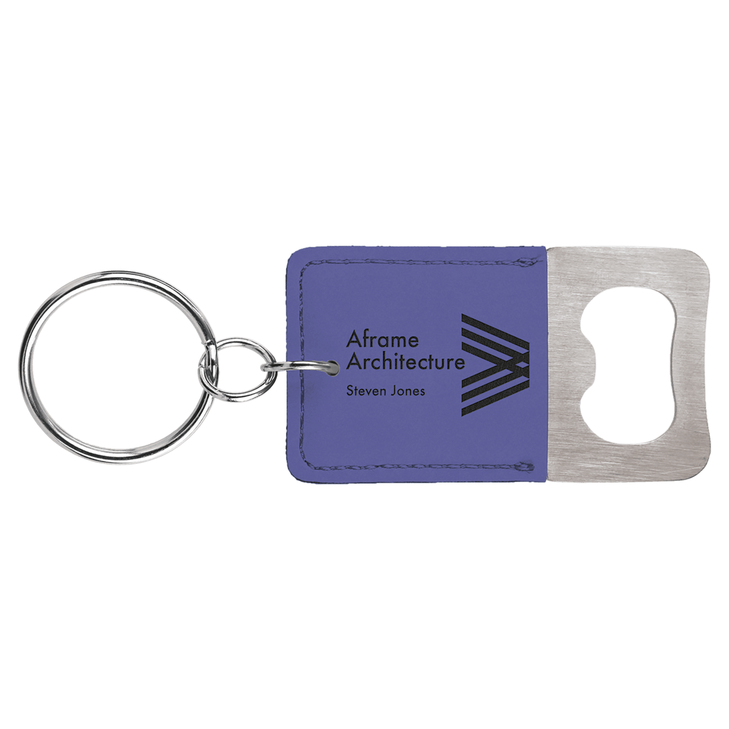 Rectangle Leatherette Bottle Opener Keychain