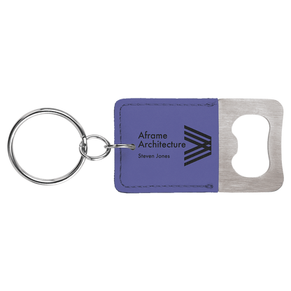 Rectangle Leatherette Bottle Opener Keychain
