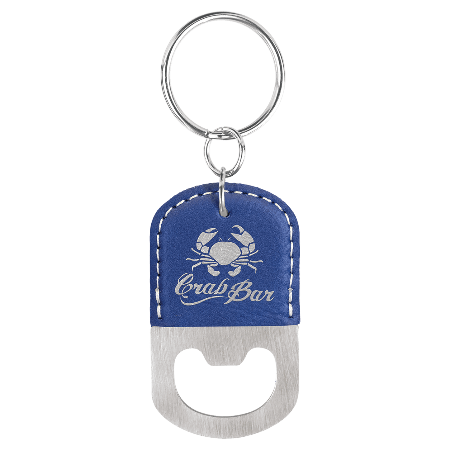 Oval Leatherette Bottle Opener Keychain