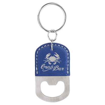 Oval Leatherette Bottle Opener Keychain