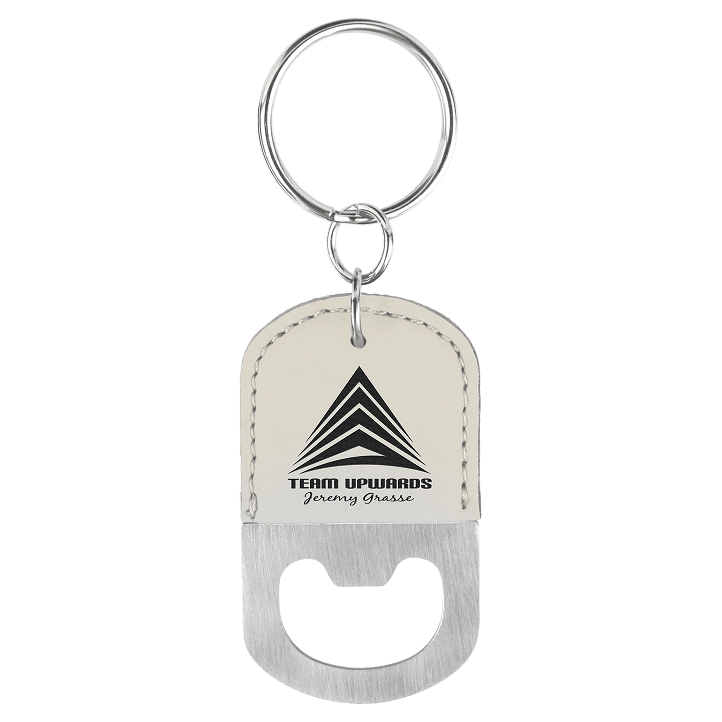 Oval Leatherette Bottle Opener Keychain