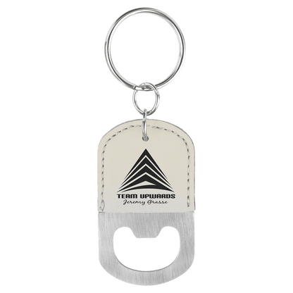 Oval Leatherette Bottle Opener Keychain