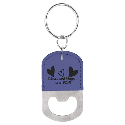 Oval Leatherette Bottle Opener Keychain