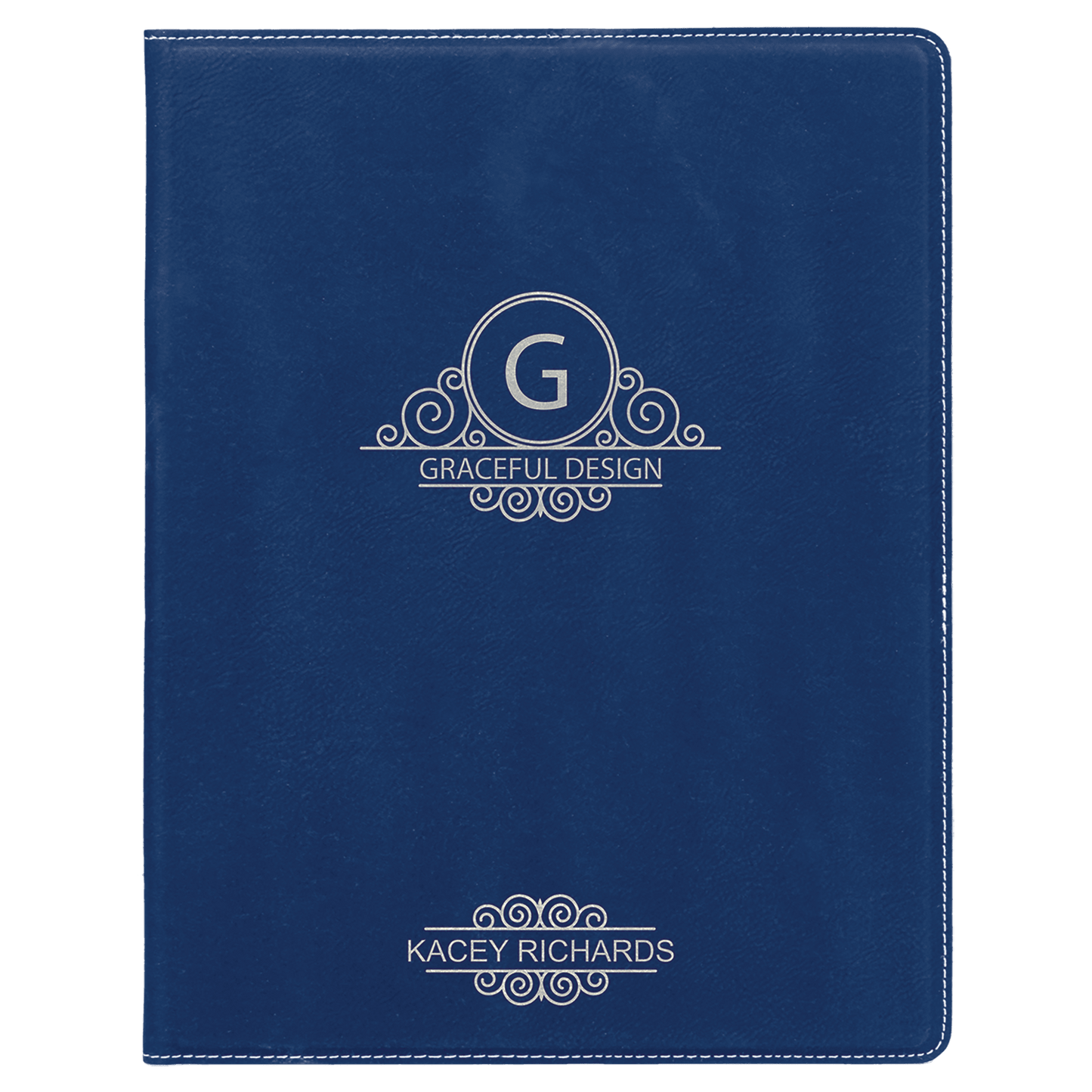 Blue/Silver Leatherette Portfolio with Notepad