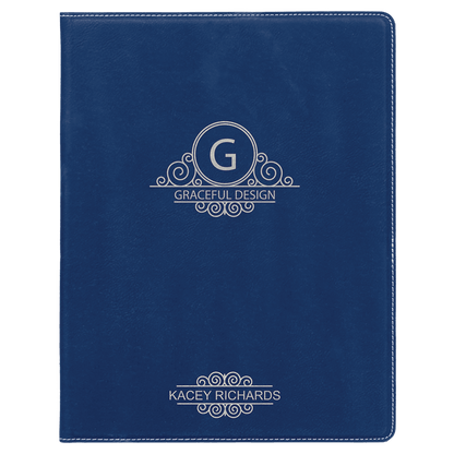 Blue/Silver Leatherette Portfolio with Notepad