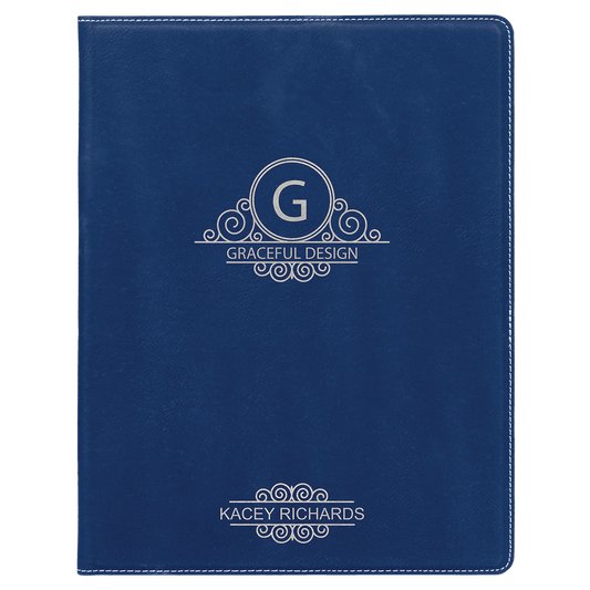 Blue/Silver Leatherette Portfolio with Notepad