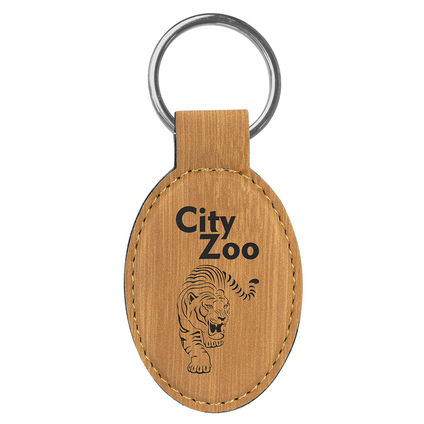 Leatherette Oval Keychain 3" x 1.75"