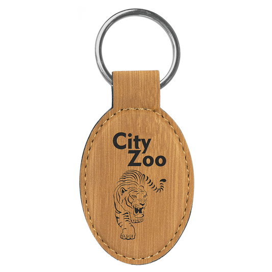 Leatherette Oval Keychain 3" x 1.75"
