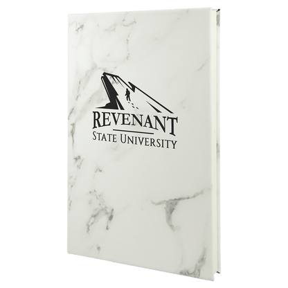 White Marble Leatherette Journal with Lined Notepad