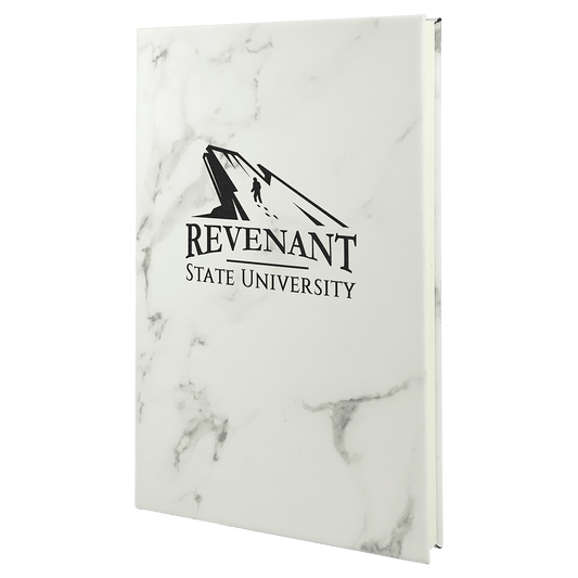 White Marble Leatherette Journal with Lined Notepad
