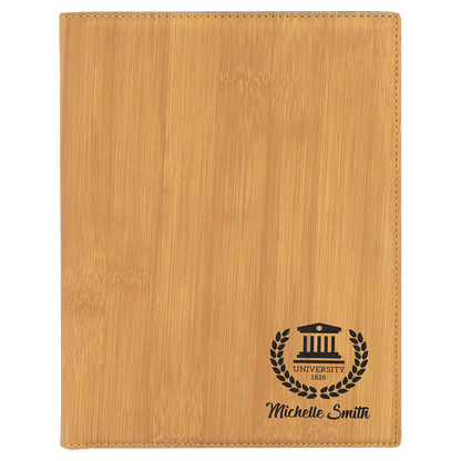 Bamboo Leatherette Portfolio with Notepad
