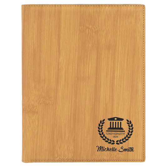 Bamboo Leatherette Portfolio with Notepad
