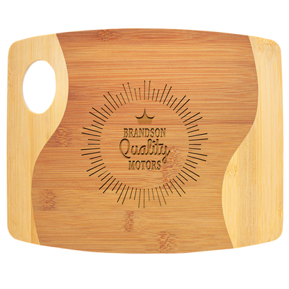 Bamboo Two-Tone Cutting Board with Handle
