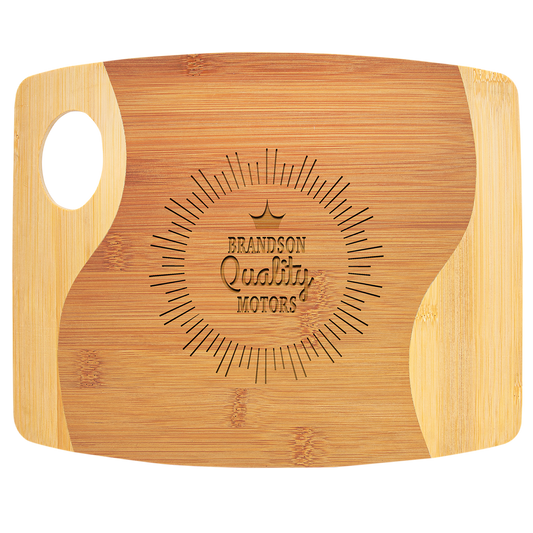Bamboo Two-Tone Cutting Board with Handle