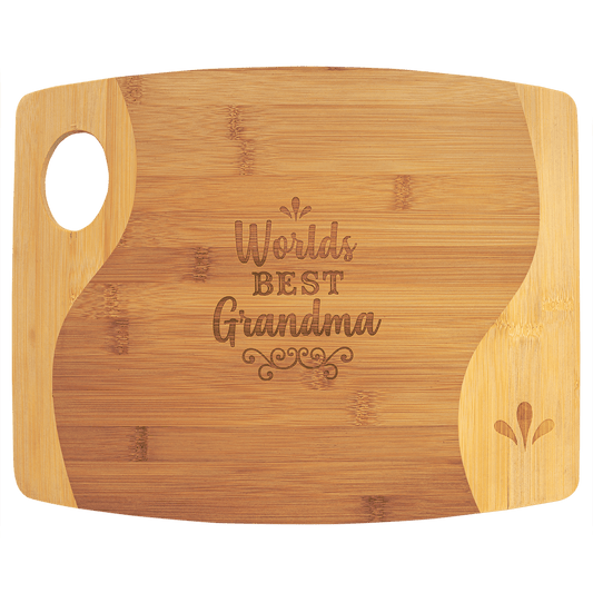 Bamboo Two-Tone Cutting Board with Handle
