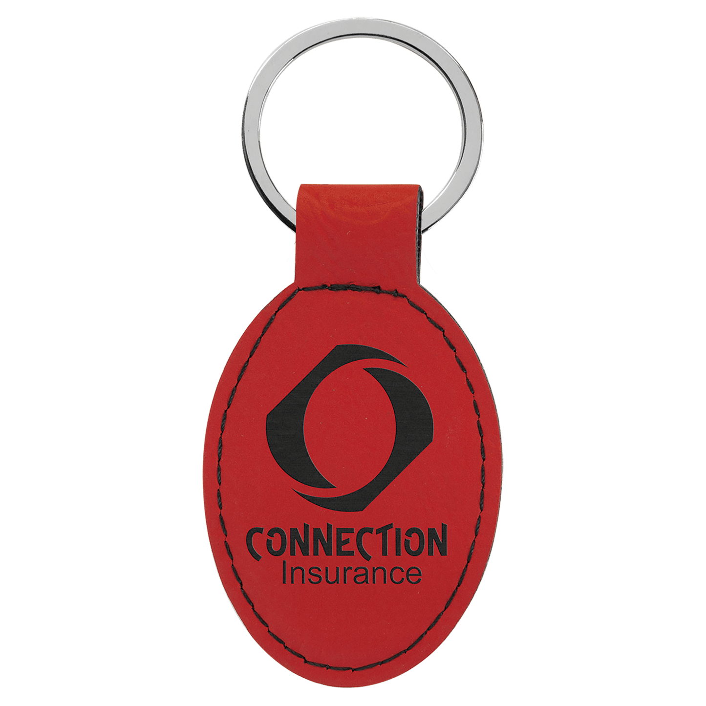 Leatherette Oval Keychain 3" x 1.75"