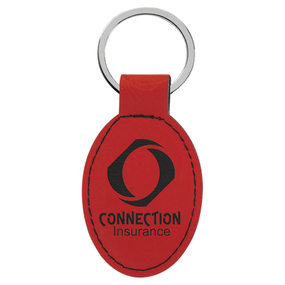 Leatherette Oval Keychain 3" x 1.75"