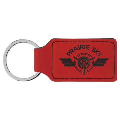 Leatherette Rectangle Keychain 2.75" x 1.25"