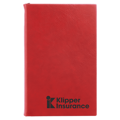 Red Leatherette Journal with Lined Notepad