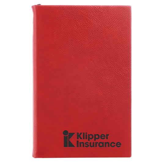 Red Leatherette Journal with Lined Notepad