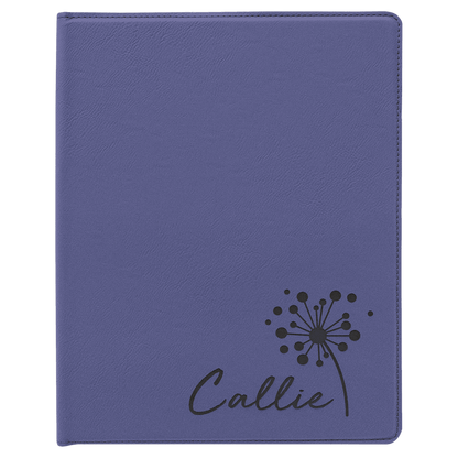 Purple Leatherette Portfolio with Notepad