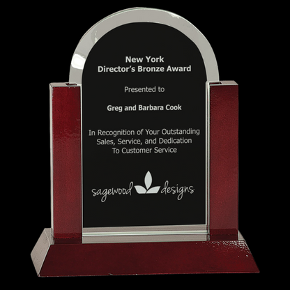 Gateway Jade Dome Glass Award with Rosewood Finish Base