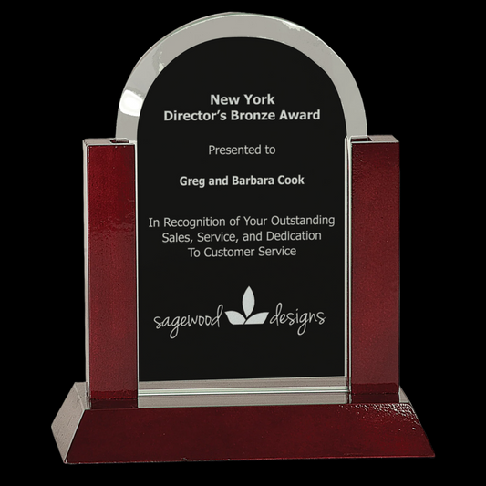 Gateway Jade Dome Glass Award with Rosewood Finish Base