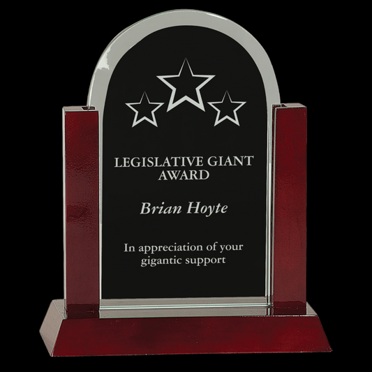 Gateway Jade Dome Glass Award with Rosewood Finish Base