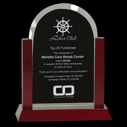 Gateway Jade Dome Glass Award with Rosewood Finish Base
