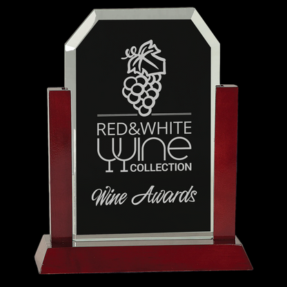 Gateway Jade Clip Corner Glass Award with Rosewood Finish Base