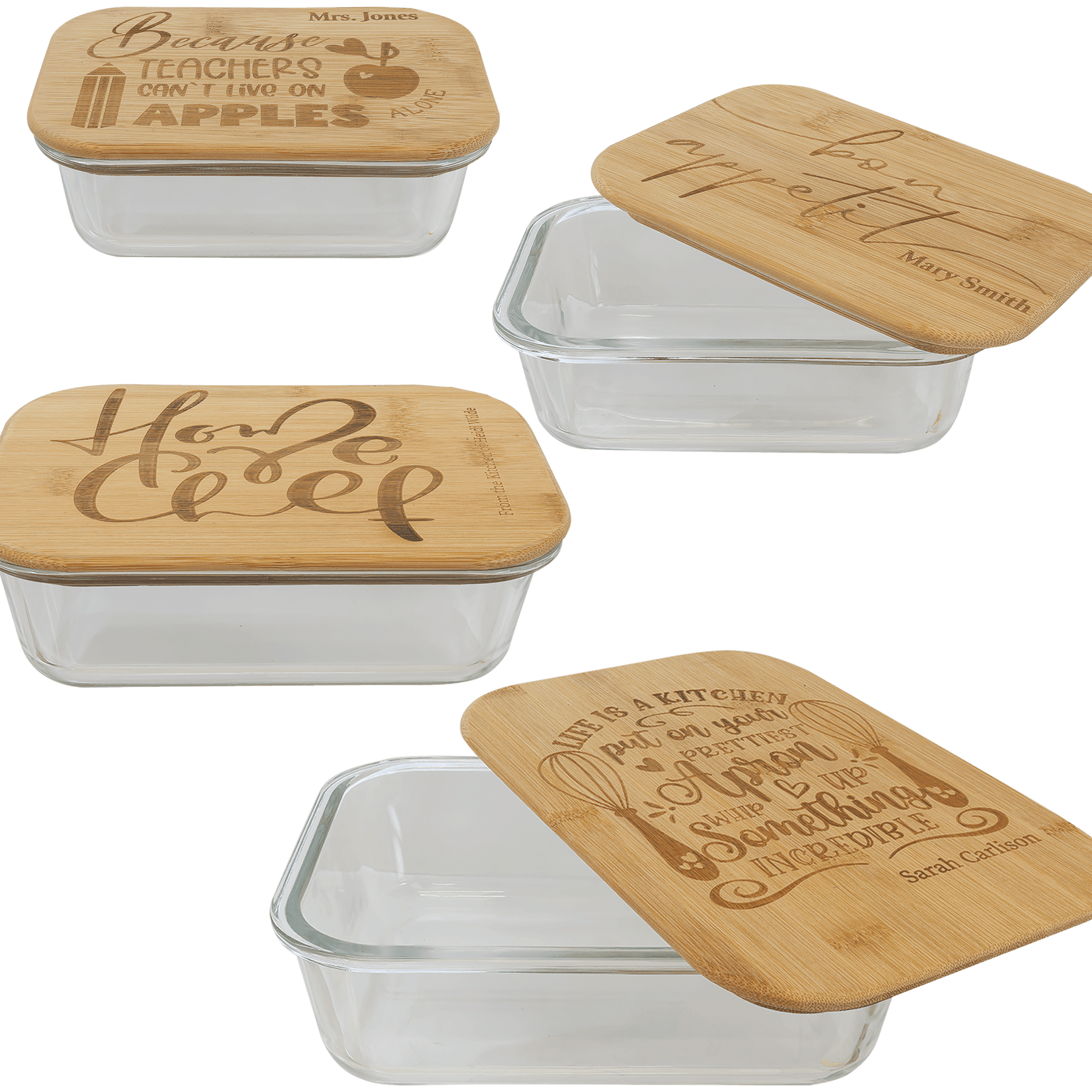 Rectangle Glass Container with Bamboo Lid – The Laser Lab