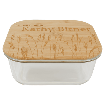 Square Glass Container with Bamboo Lid