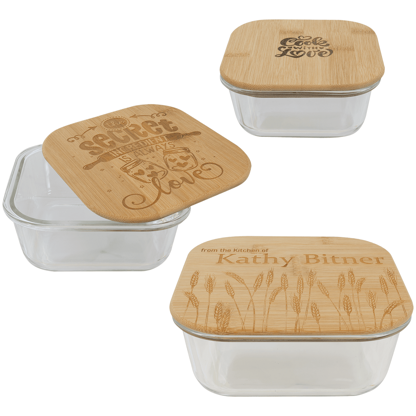 Square Glass Container with Bamboo Lid