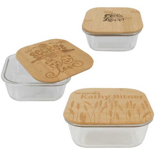 Square Glass Container with Bamboo Lid