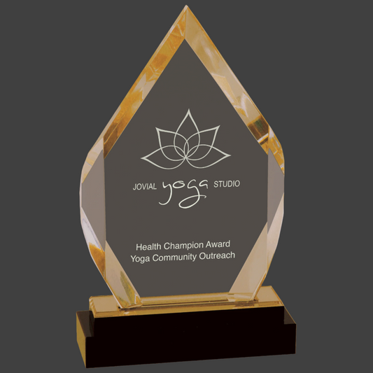 Gold Fusion Diamond Impress Acrylic with Black Glass Base