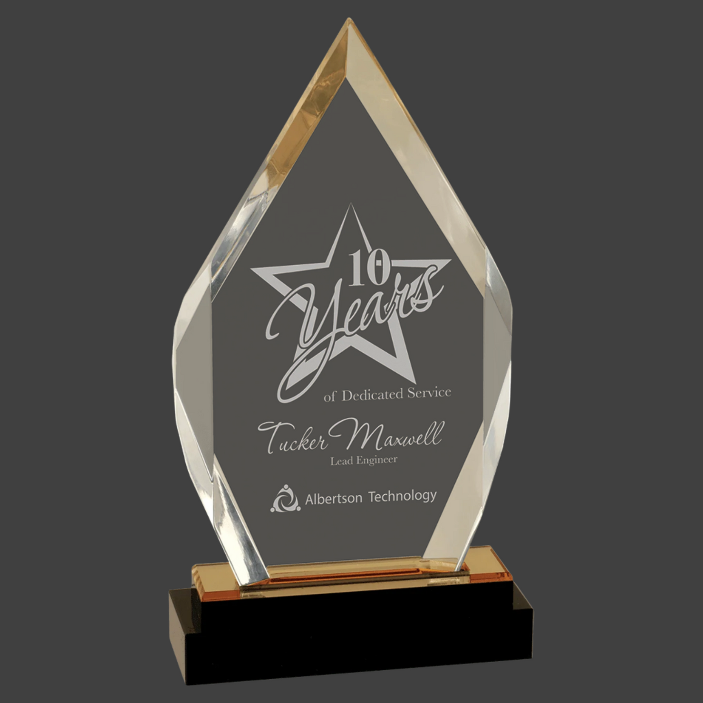 Gold Fusion Diamond Impress Acrylic with Black Glass Base