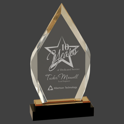 Gold Fusion Diamond Impress Acrylic with Black Glass Base
